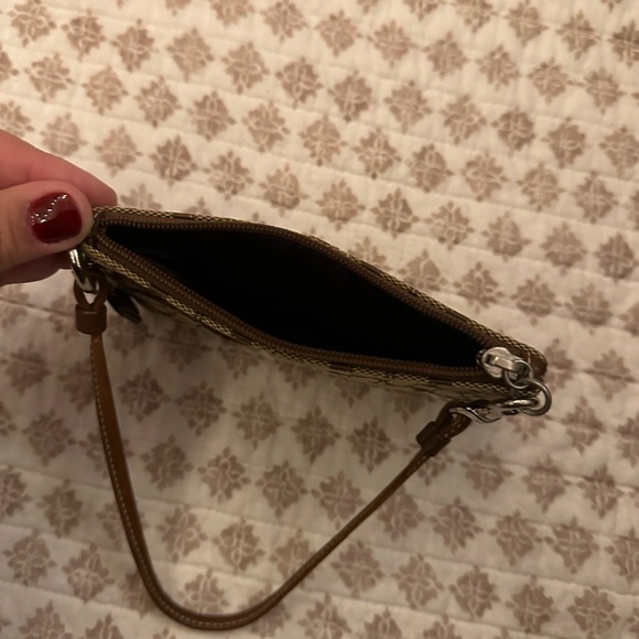 Coach Vintage Signature C Khaki Canvas Wristlet Detachable Brown Strap Leather - Picture 3 of 3